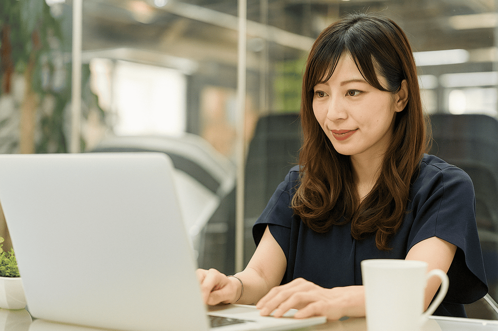 パソコンに向かう女性のイメージ